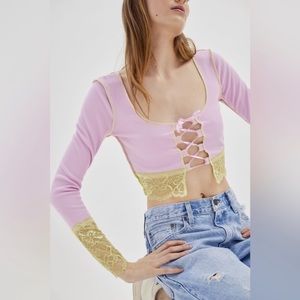 Urban Outfitters Nikko Lace Long Sleeve Top